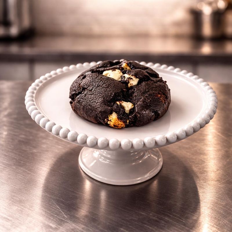 Cookie preto com chocolate branco, cookies da Clare Sabores